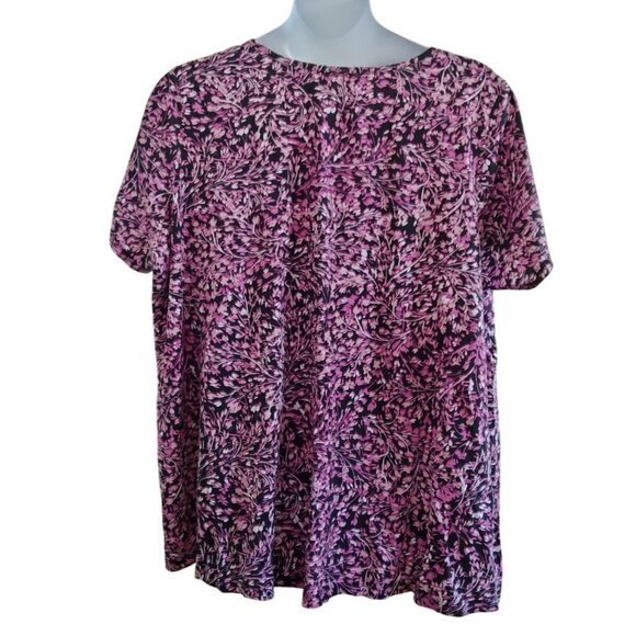 Roamans Plus Size 3X Swing Tunic Top Pink Black Floral Casual Womens - Picture 5 of 8